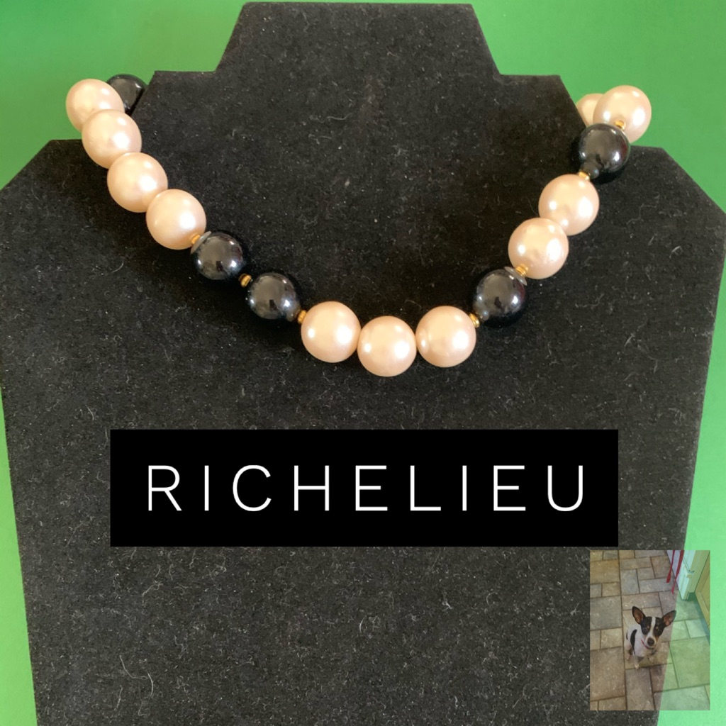Richelieu Black Bead And Faux Pearl Choker
